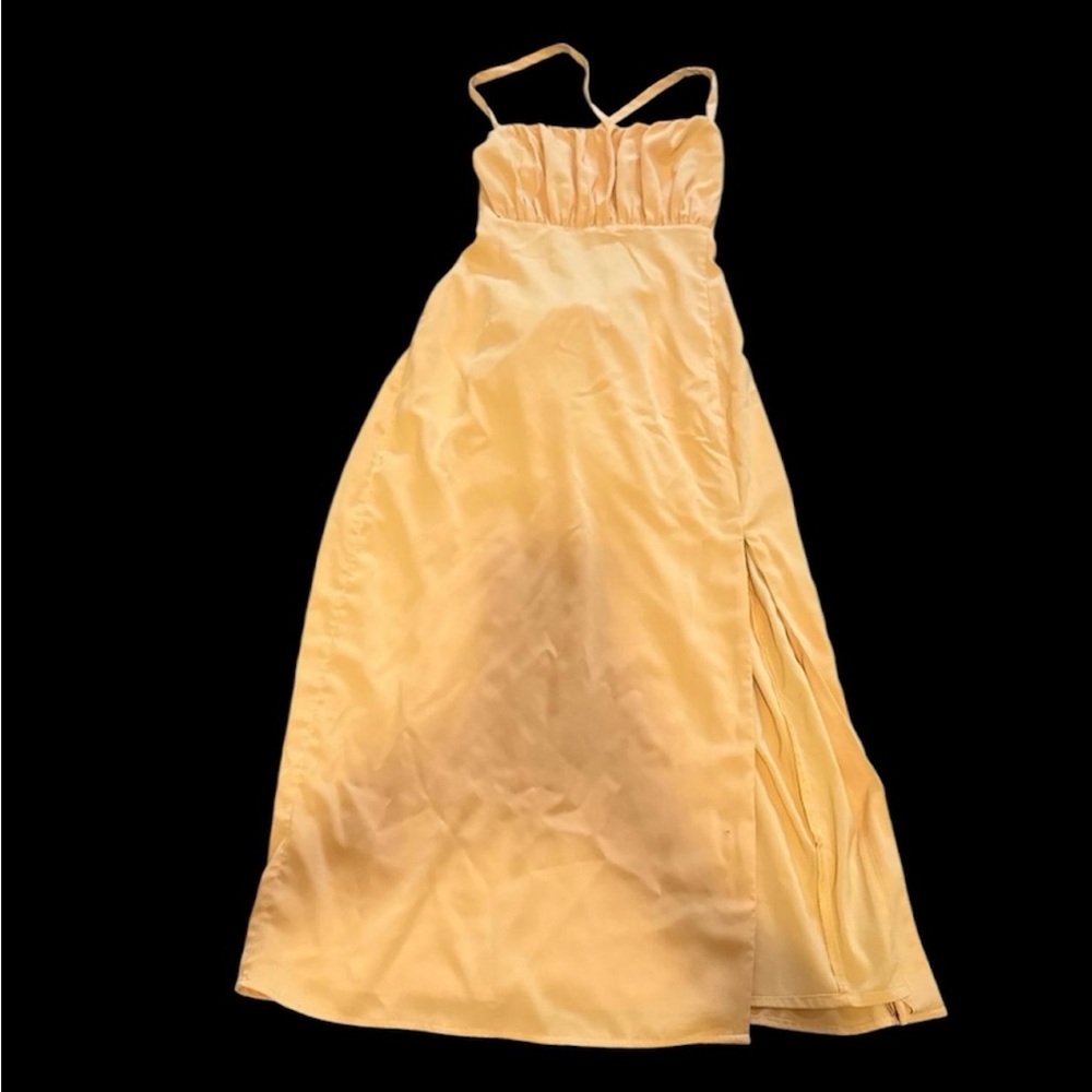 Abercrombie & Fitch Yellow Open Back Midi Dress